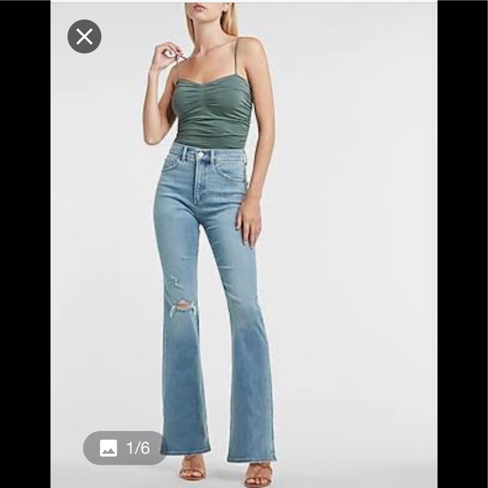 EXPRESS High Waisted Light Wash Supersoft Bootcut Jeans NWT - Picture 4 of 11